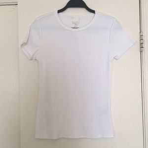 White Ribbed H&M Short Sleeve Top